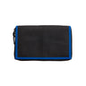 Paguro Upcycle black travel pouch with blue trim and zip textured surface recycled rubber travel organiser for toiletries