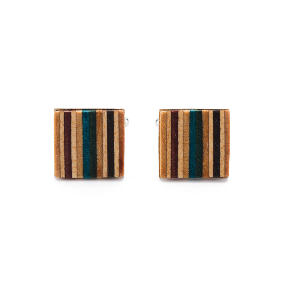 Multicolour Recycled Skateboard Square Cufflinks by Paguro Upcycle