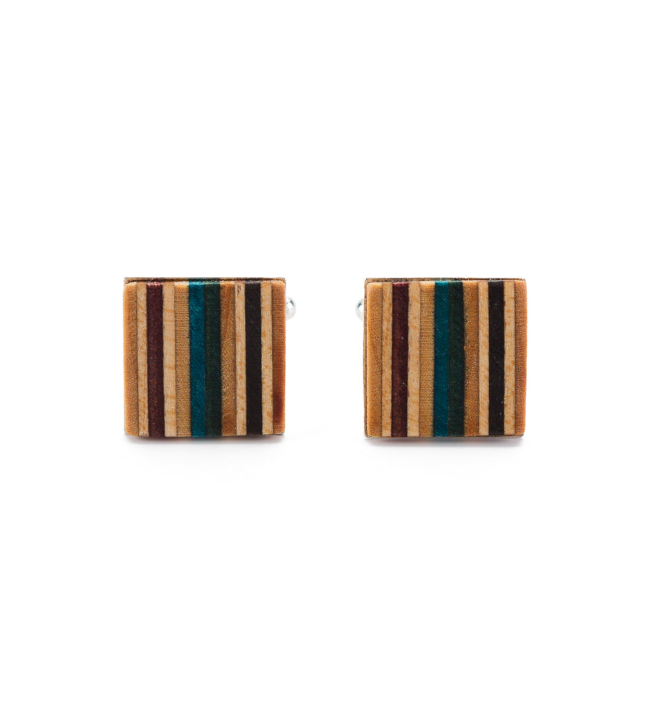 Multicolour Recycled Skateboard Square Cufflinks by Paguro Upcycle