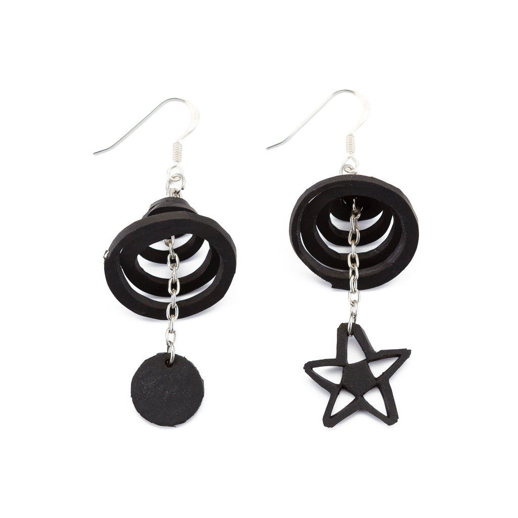 Mars & Venus Unique Recycle Rubber Earrings by Paguro Upcycle