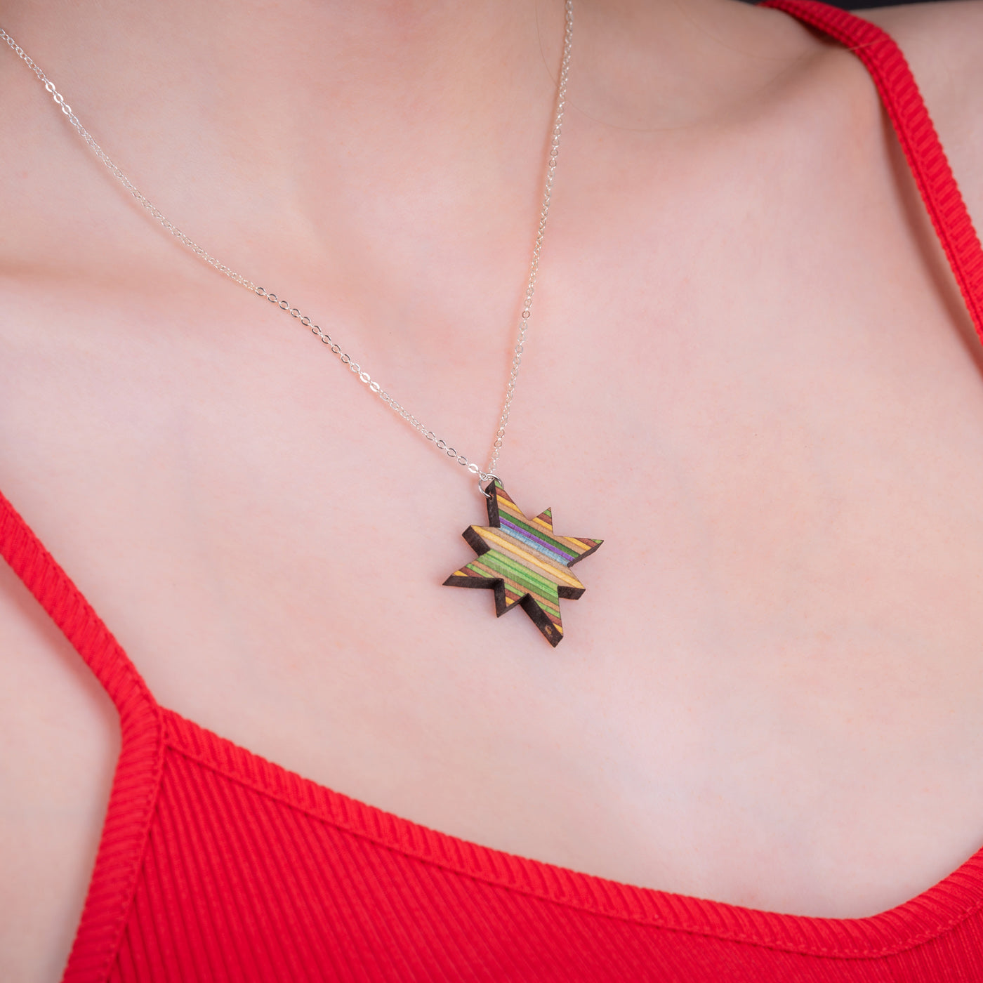 Sirius Star Recycled Skateboard Necklace by Paguro Upcycle