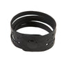 Paguro Upcycle black recycled rubber bracelet with button closure and multiple strap design
