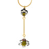 Paguro Upcycle reclaimed wood necklace with black white and yellow flower design on gold chain