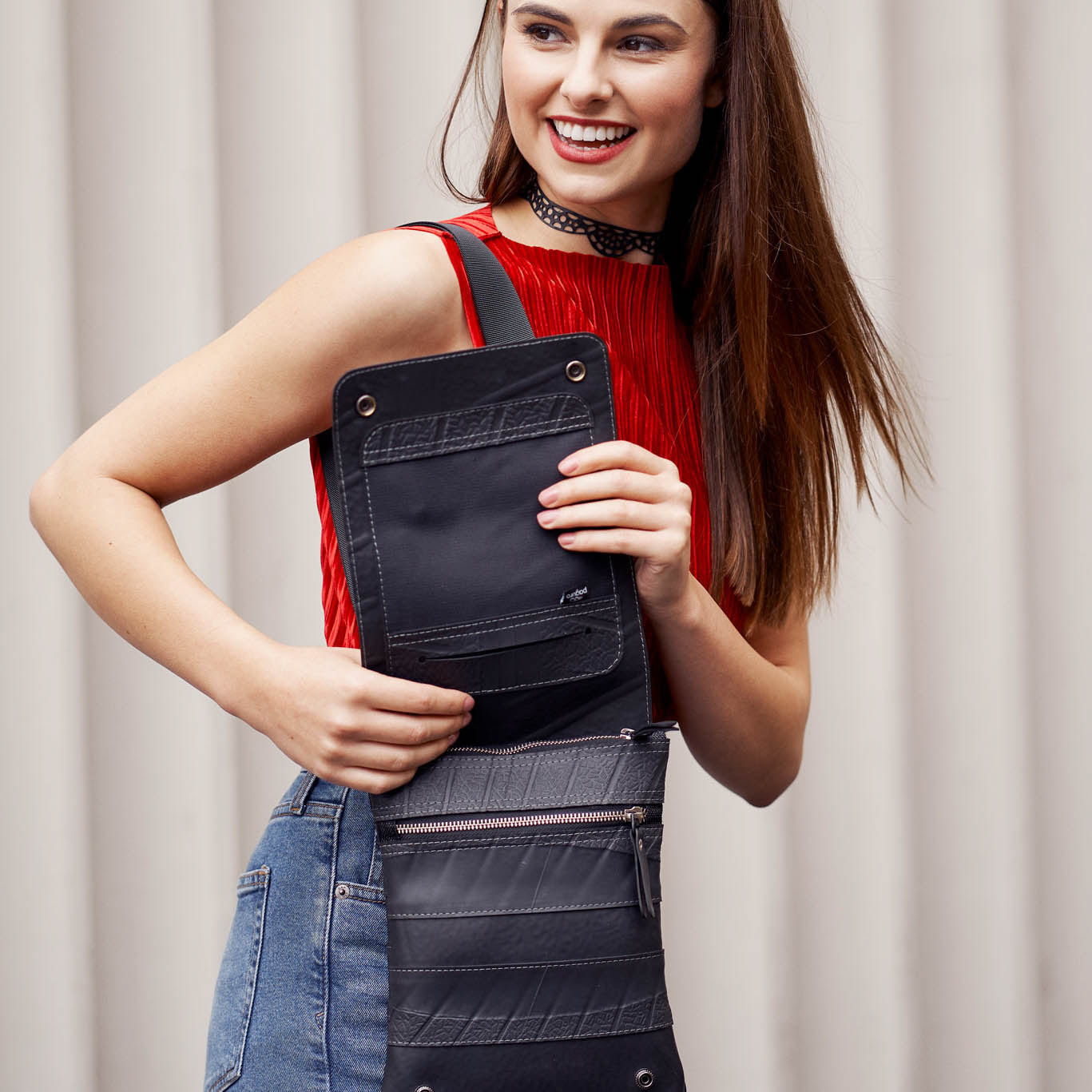 Spencer Recycled Rubber Vegan Crossbody Bag (3 Sizes Available) by Paguro Upcycle
