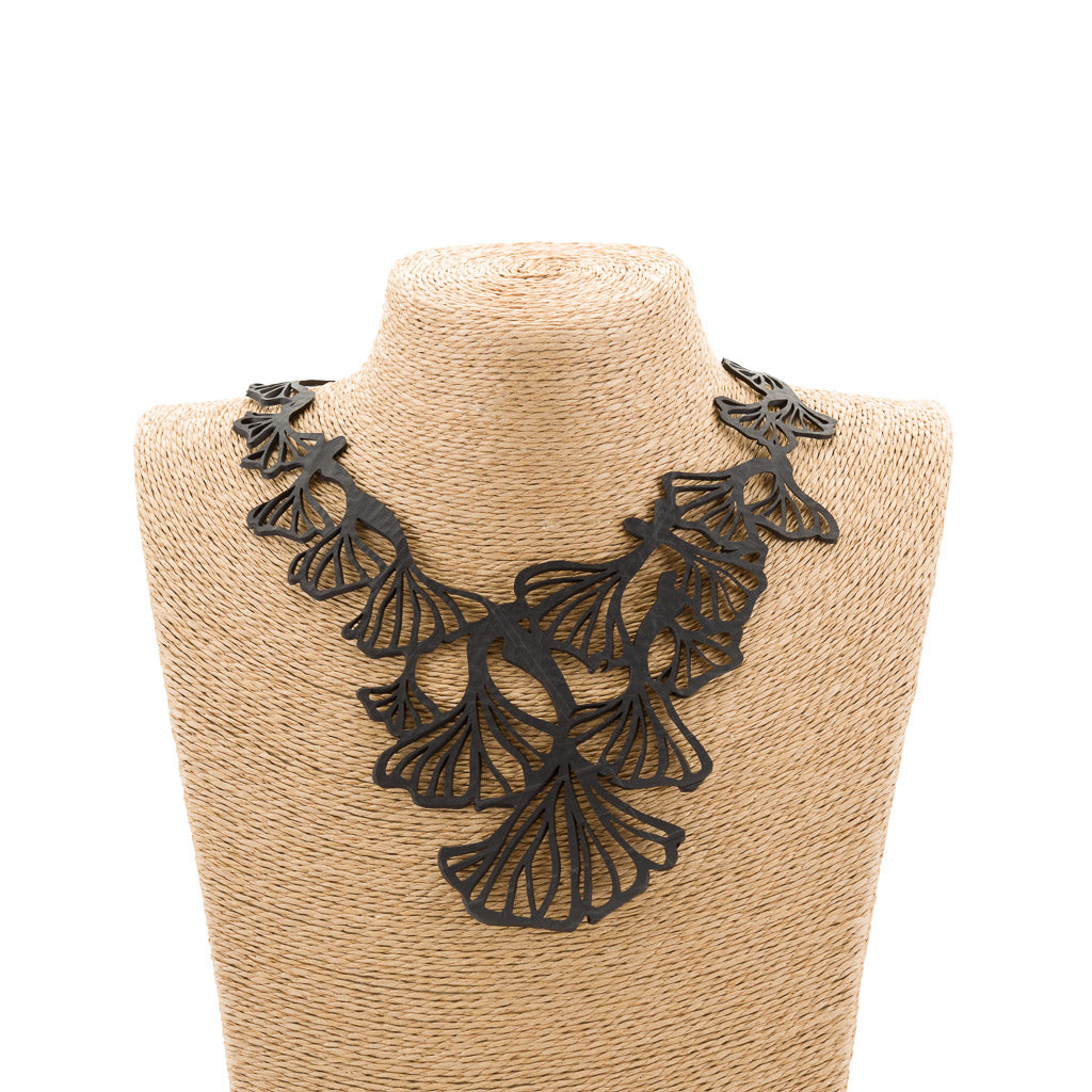 Fan Leaf Clover Rubber Necklace by Paguro Upcycle