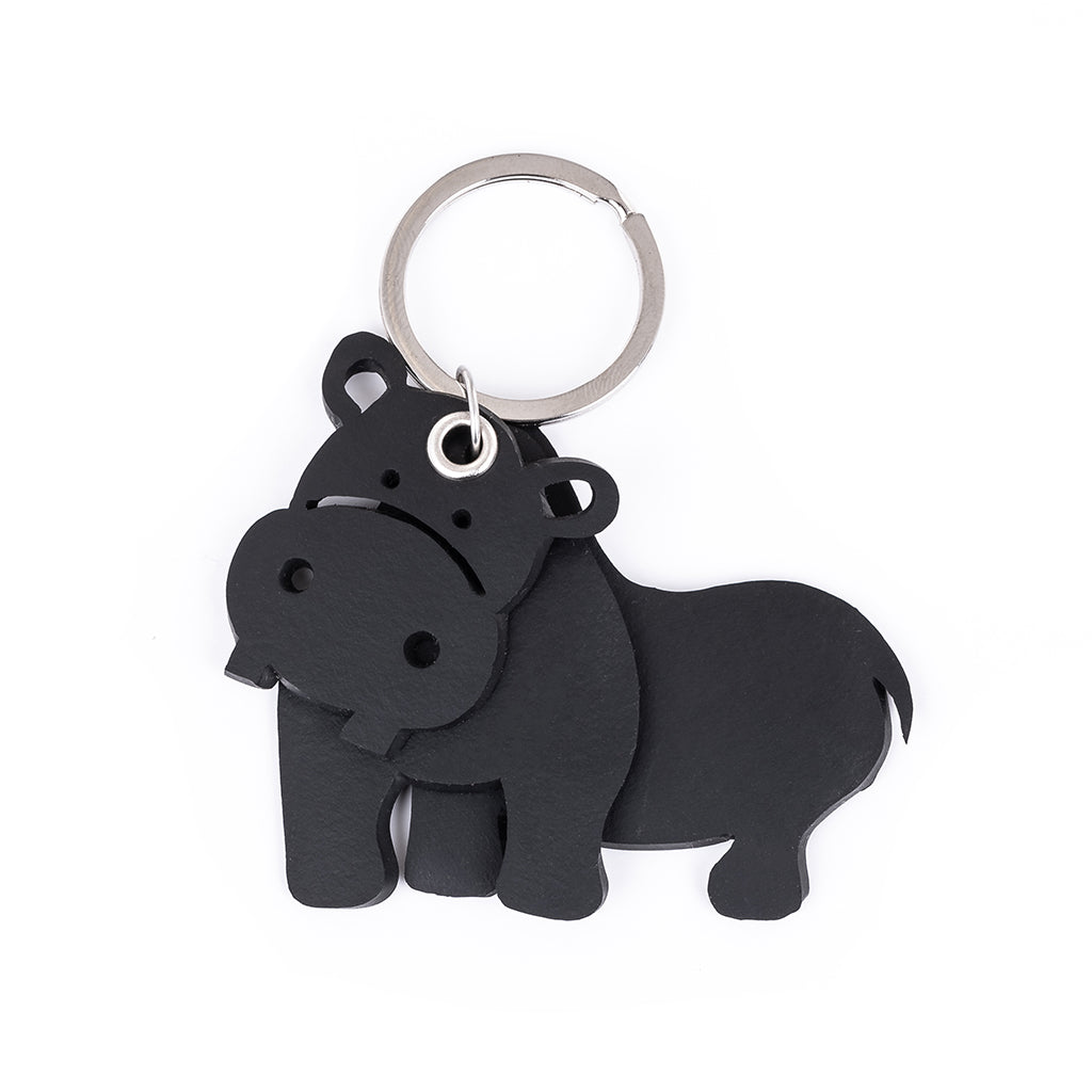 Hippo 3D Recycled Rubber Vegan Keyring by Paguro Upcycle