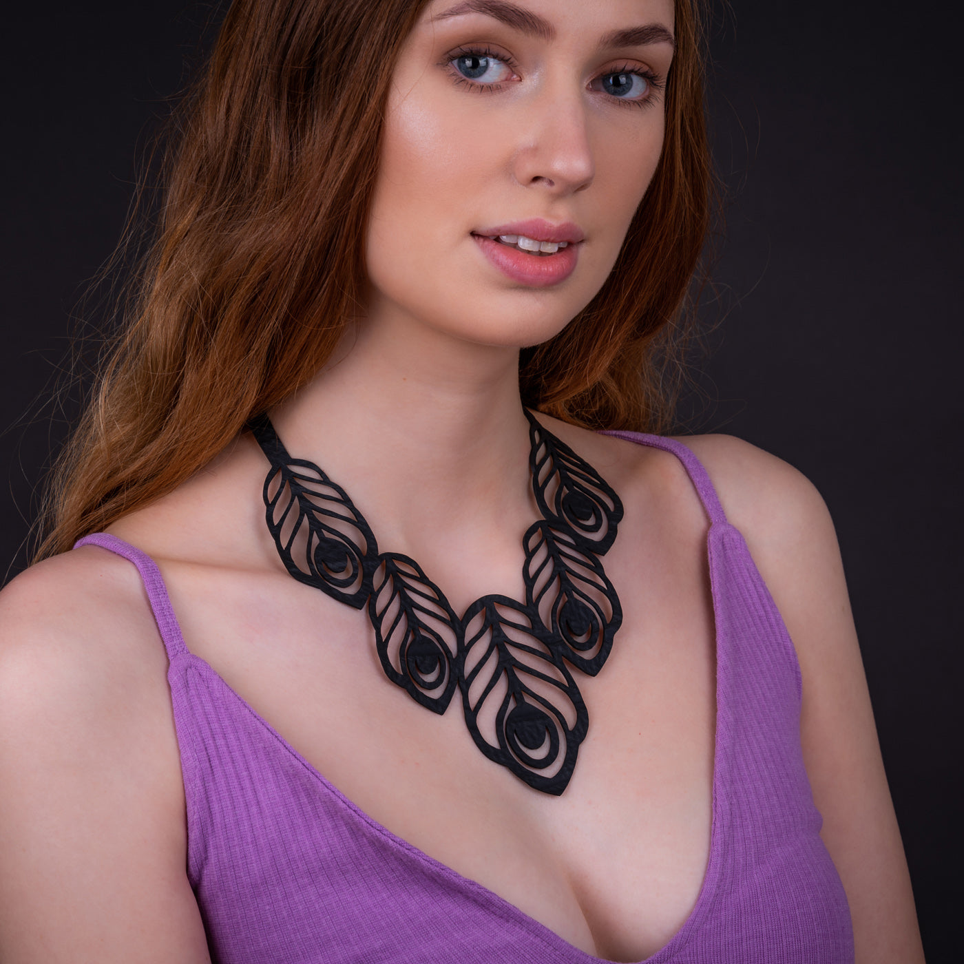 Peacock Feather Necklace by Paguro Upcycle