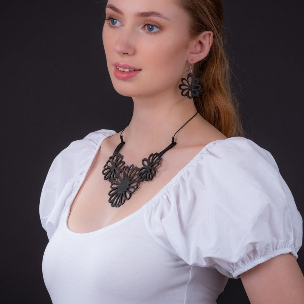 Dahlia Inner Tube Floral Necklace by Paguro Upcycle