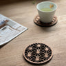 Japanese Patterns Upcycled Teak Wood Coasters - Individual / Set of 4