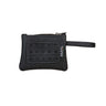 Paguro Upcycle black recycled rubber wristlet pouch with zipper and wrist strap for eco-friendly storage