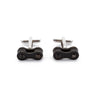 Paguro Upcycle recycled bicycle chain cufflinks with silver-tone fasteners on white background