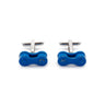 Paguro Upcycle recycled bicycle chain cufflinks in blue with silver backs stylish men's accessories