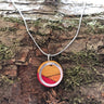 Paguro Upcycle recycled wood silver necklace with round multicolor wood pendant on silver chain