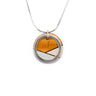 Paguro Upcycle recycled wood silver necklace with circular pendant and geometric design on silver chain