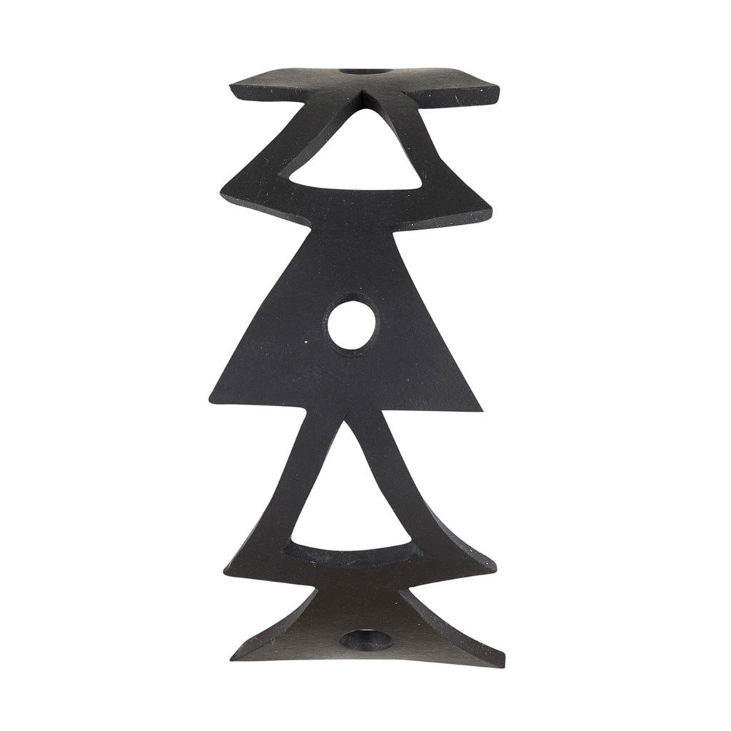 Paguro Upcycle geometric black upcycled rubber bracelet with cutout triangle and circle design