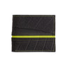 Paguro Upcycle vegan wallet made from inner tube with black textured surface and green stitching