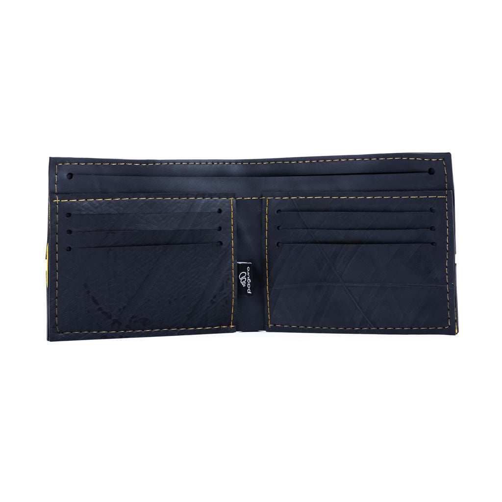 Paguro Upcycle vegan wallet made from inner tube with multiple card slots and black stitching