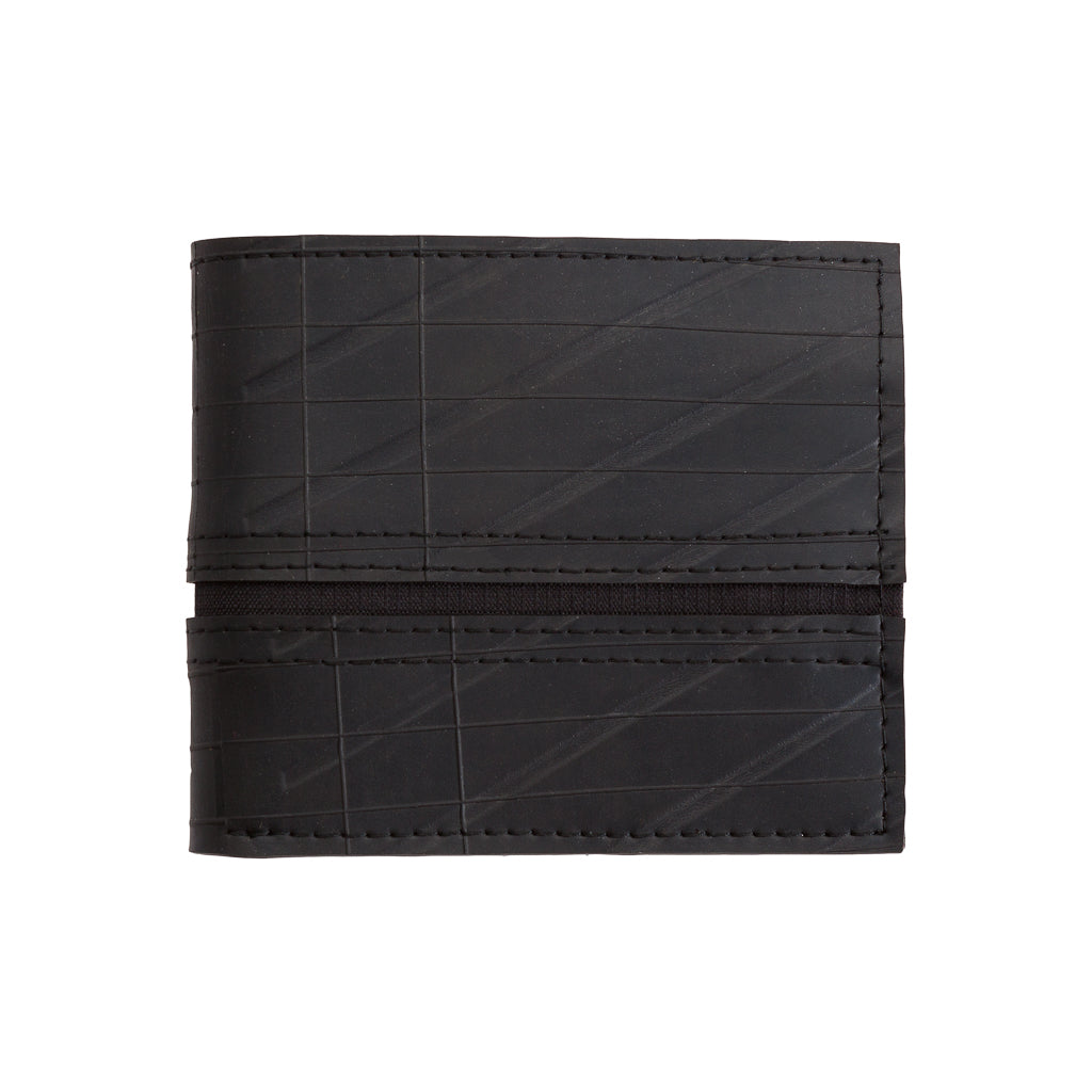 Paguro Upcycle vegan wallet made from inner tube with black recycled rubber design