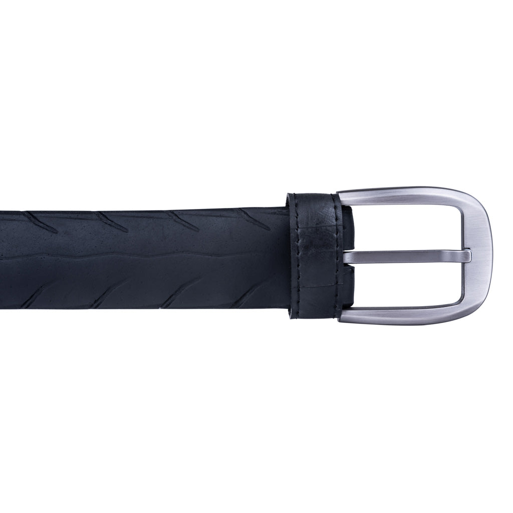 Paguro Upcycle recycled motorbike Tyre Rubber belt with stylish silver buckle for eco-friendly fashion